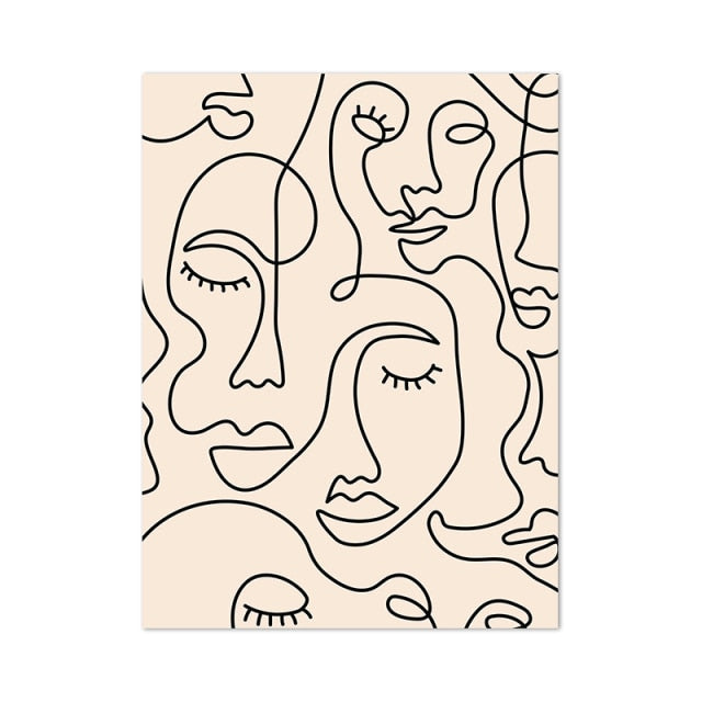 ملصق رسم وجه امرأة بخط واحد