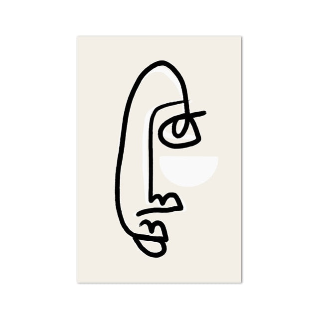 ملصق رسم وجه امرأة بخط واحد