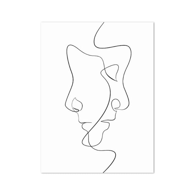 ملصق رسم وجه امرأة بخط واحد