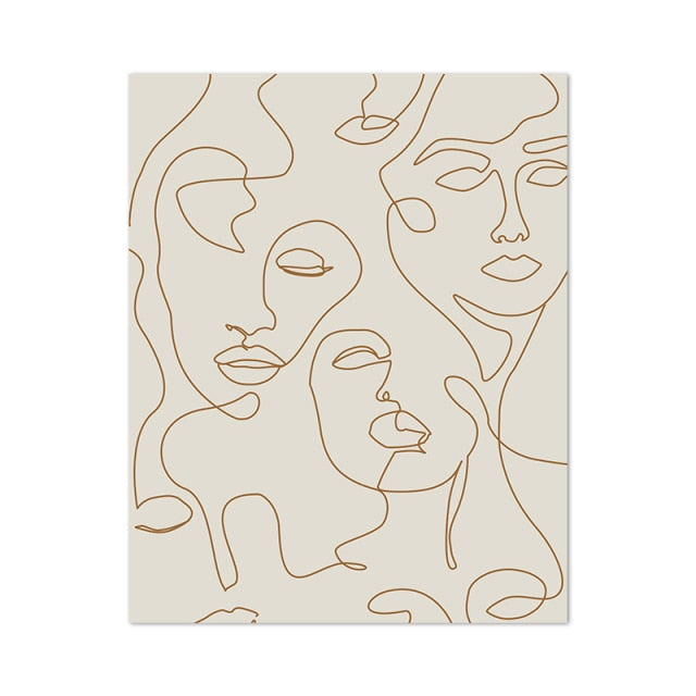 ملصق رسم وجه امرأة بخط واحد