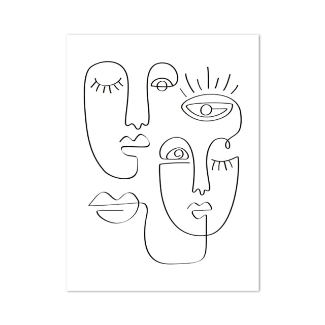 ملصق رسم وجه امرأة بخط واحد
